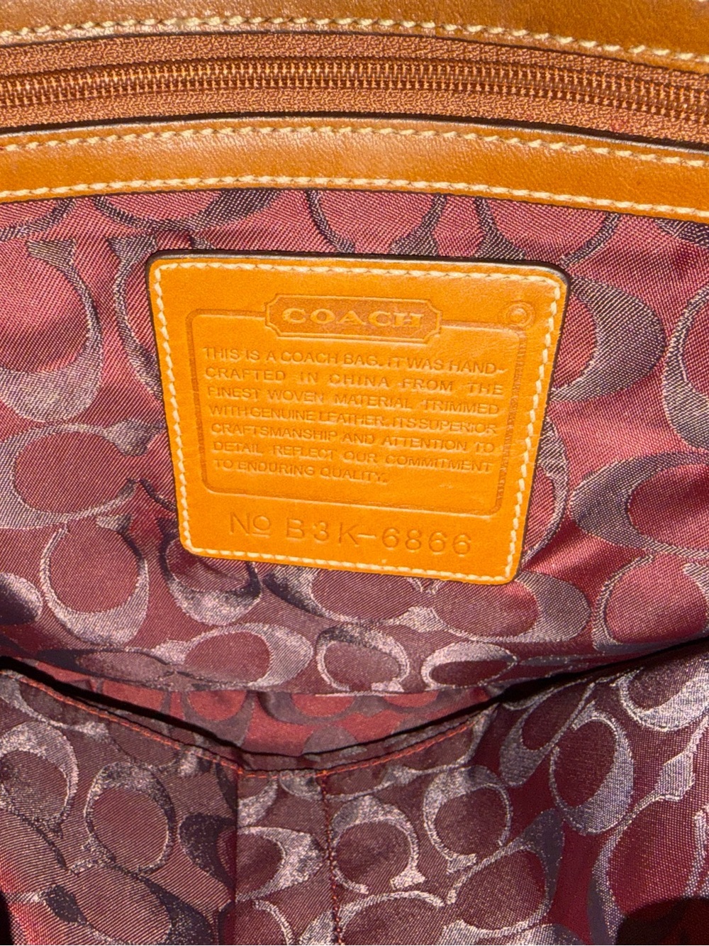 Coach Vintage 2003 Navy Denim Tote with Red & Brown Leather Trim style 6866 - Picture 9 of 16